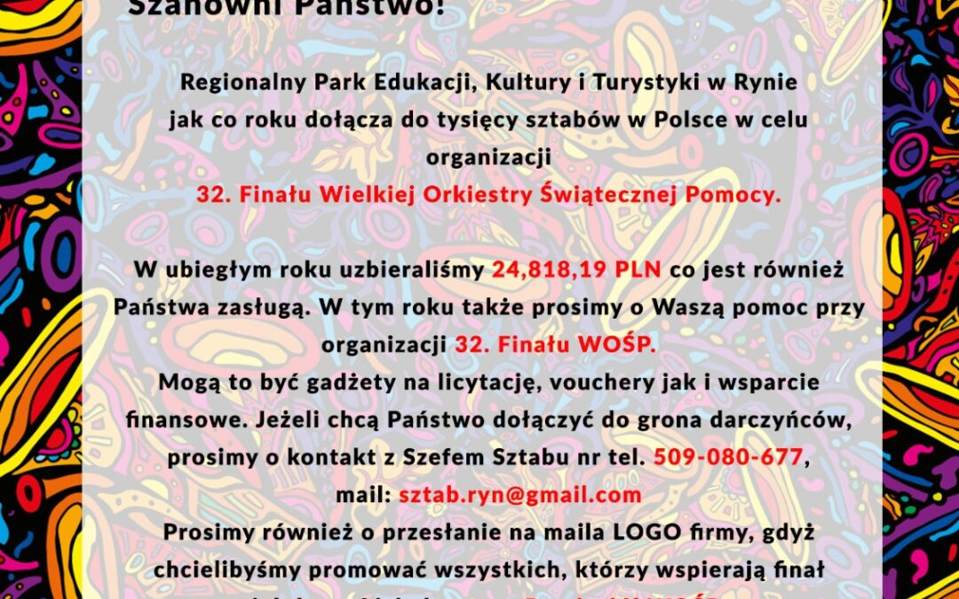 Sztab WOŚP Ryn zaprasza do współpracy